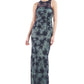 Vestido feminino JS Collections de malha bordada com lantejoulas, azul, tamanho 16