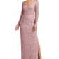 Vestido de noite feminino Giovanna de manga comprida e coluna, rosa, tamanho 8, da JS Collections
