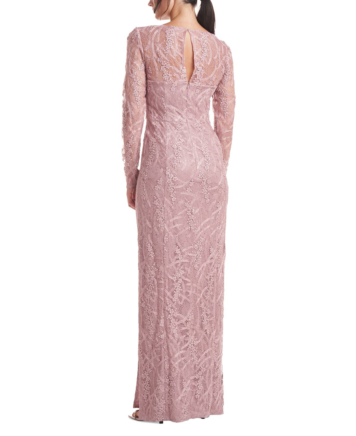 Vestido de noite feminino Giovanna de manga comprida e coluna, rosa, tamanho 8, da JS Collections