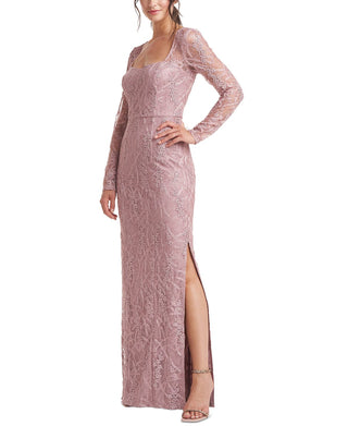 Vestido de noite feminino Giovanna de manga comprida e coluna, rosa, tamanho 16, da JS Collections
