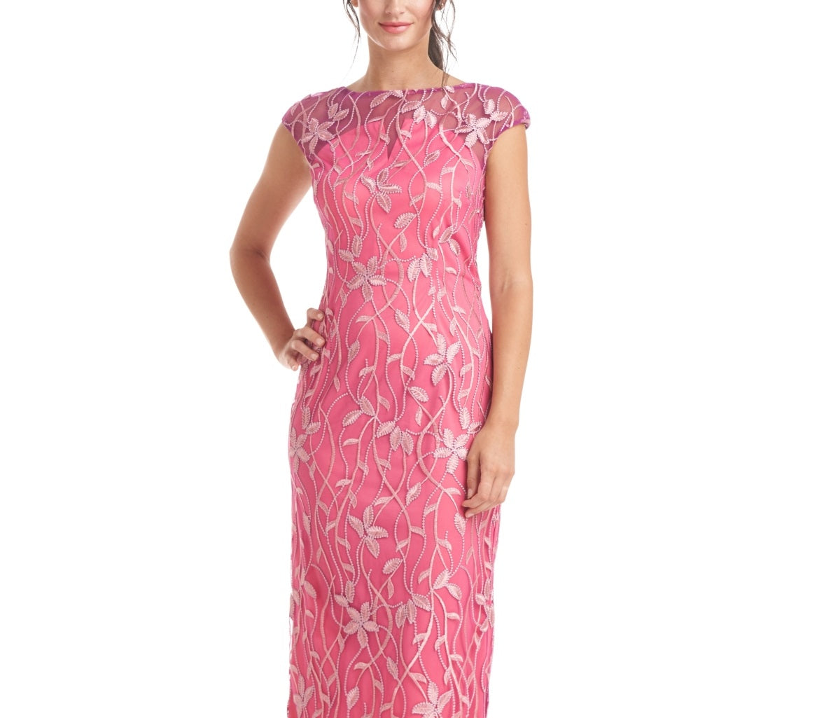 Vestido midi floral com cristais e estampa floral JS Collections para mulheres, rosa, tamanho 18
