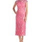 Vestido midi floral com cristais e estampa floral JS Collections para mulheres, rosa, tamanho 18