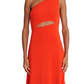 Vestido Halston Jersey Cascade com Fenda, Tamanho 4, Vermelho