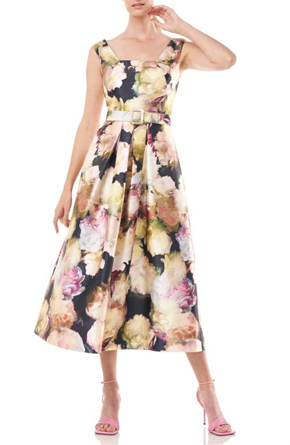 kay-unger-perry-floral-print-midi-dress-size-4