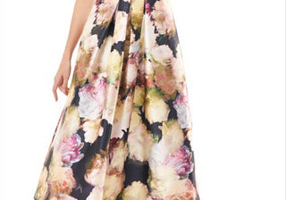 Vestido midi floral tamanho 4 Kay Unger Perry em calêndula