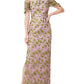 Vestido coluna bordado Jemma com ombros descobertos em ametista/chartreuse, tamanho 2, da JS Collections