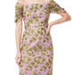 Vestido coluna bordado Jemma com ombros descobertos em ametista/chartreuse, tamanho 2, da JS Collections