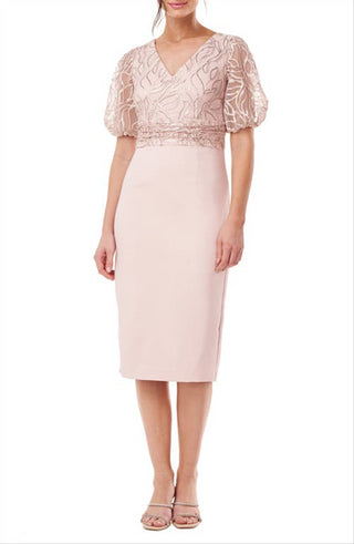 Vestido midi com contas Emersyn da JS Collections, rosa inglesa, tamanho 6