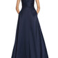 Vestido de noite feminino Ml Monique Lhuiller com gola alta, azul, tamanho 4