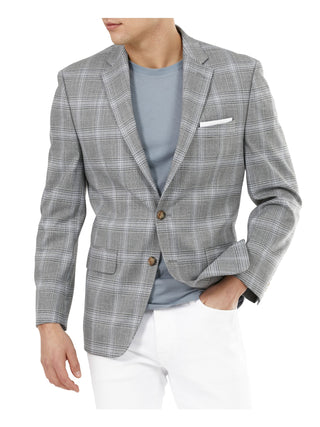 Ralph Lauren Ultraflex Plaid Sport Coat Masculino Cinza Tamanho 43
