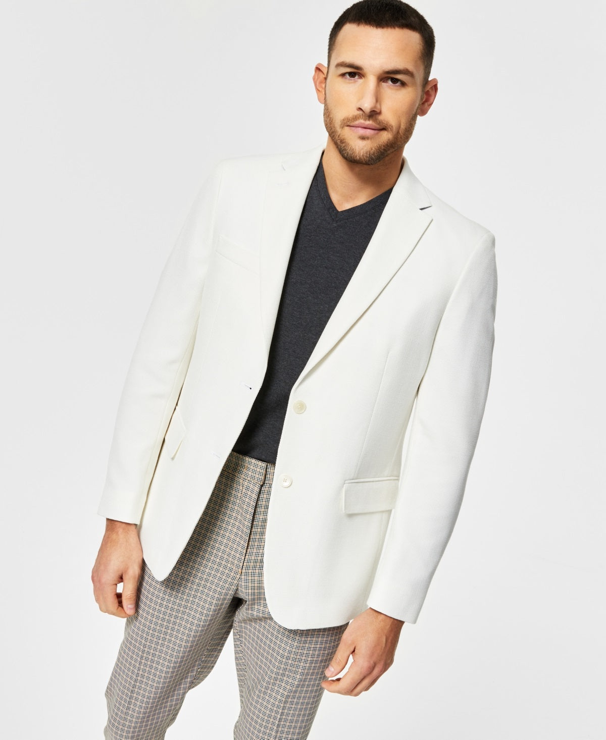 Blazer Tommy Hilfiger Masculino Slim Fit Tecido Sólido Branco Tamanho 44