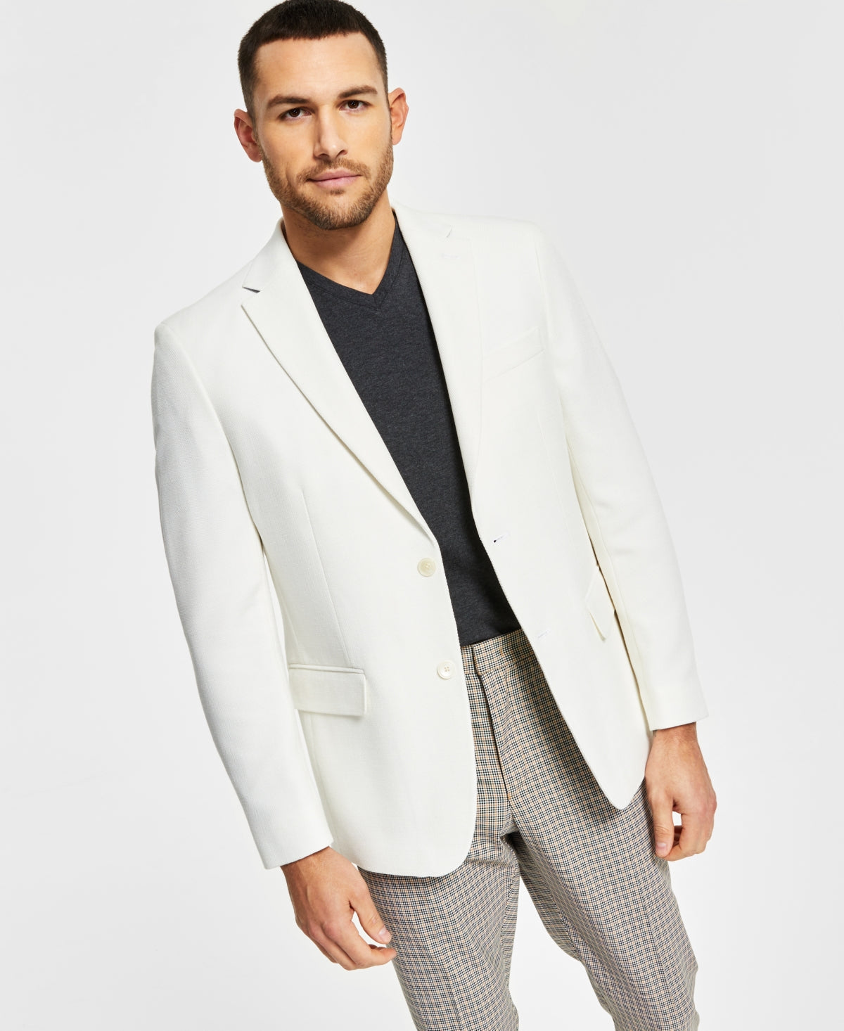 Blazer Tommy Hilfiger Masculino Slim Fit Tecido Sólido Branco Tamanho 46