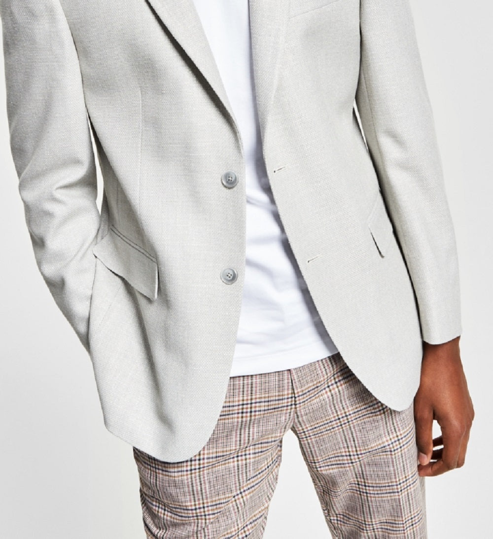 Blazer Tommy Hilfiger Masculino Slim Fit Tecido Sólido Cinza Tamanho 38