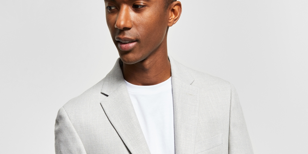 Blazer Tommy Hilfiger Masculino Slim Fit Tecido Sólido Cinza Tamanho 44