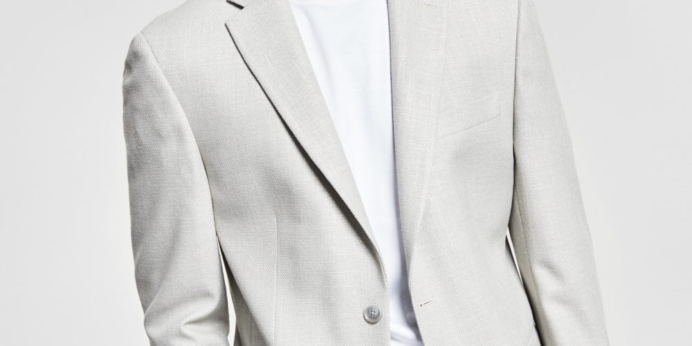 Blazer Tommy Hilfiger Masculino Slim Fit Tecido Sólido Cinza Tamanho 44