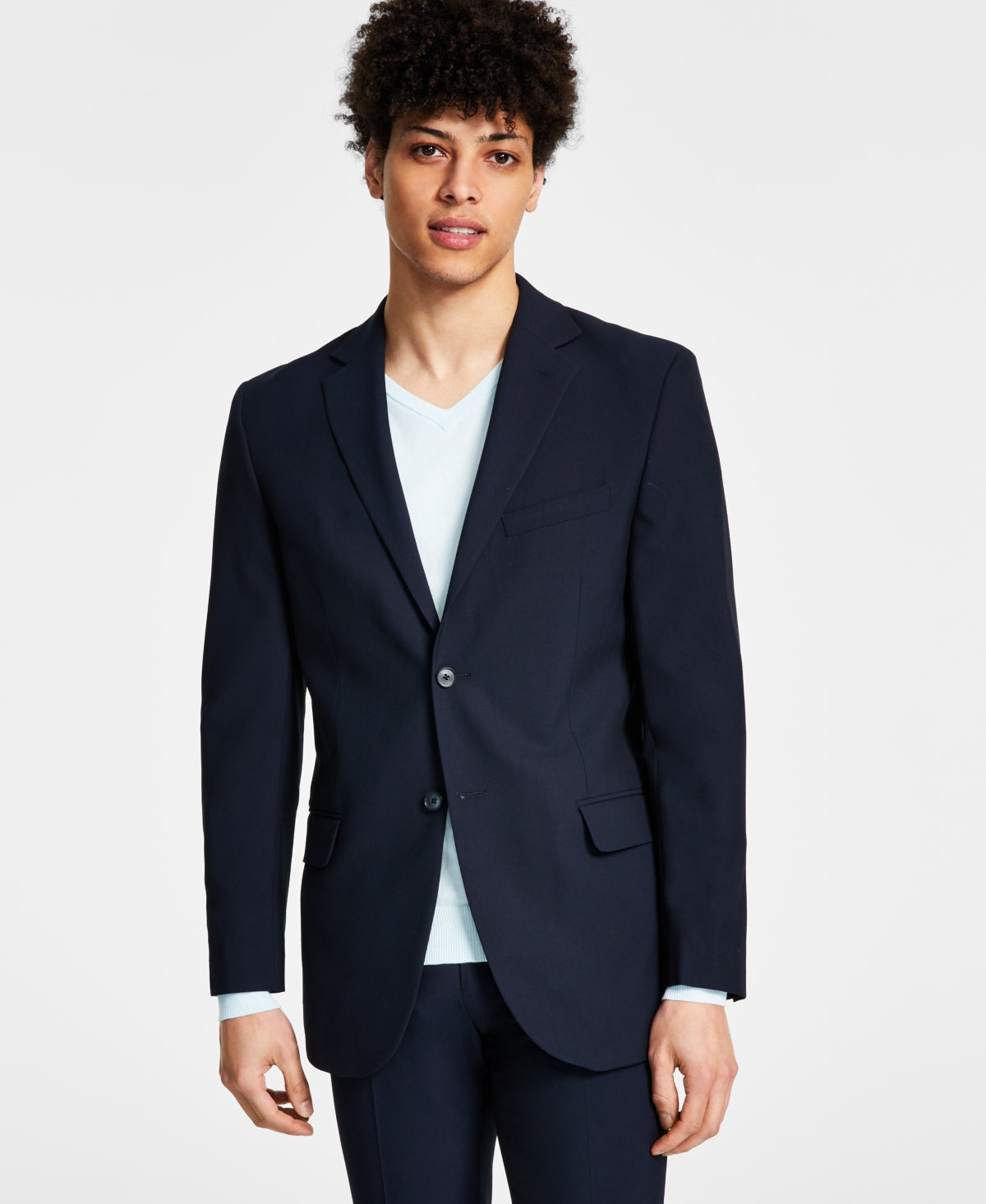 Jaqueta elástica masculina DKNY Modern Fit azul tamanho 38