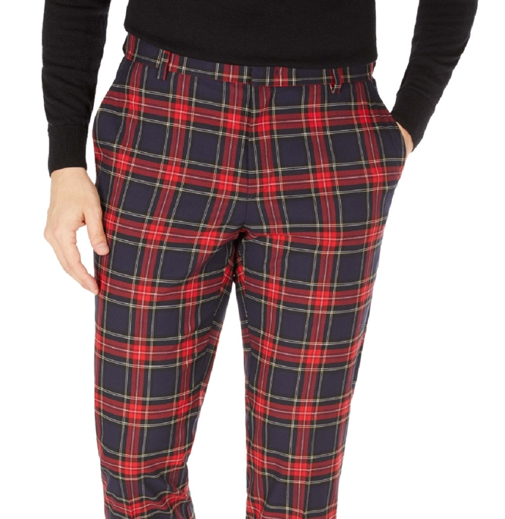 Calça Tommy Hilfiger Masculina Modern Fit Th Flex Stretch Check Performance Azul Tamanho 32X32