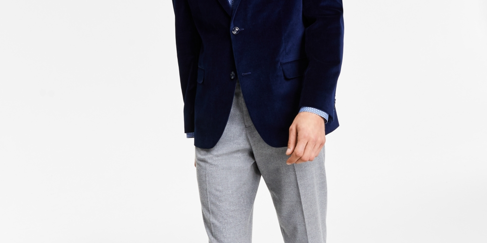 Blazer masculino Alfani Slim Fit de veludo liso, azul, tamanho 38