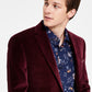 Blazer masculino Alfani Slim Fit de veludo liso, vermelho, tamanho 42
