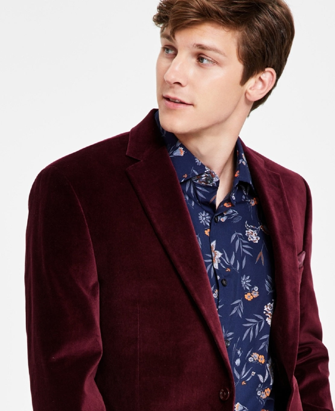 Blazer masculino Alfani Slim Fit de veludo liso, vermelho, tamanho 42