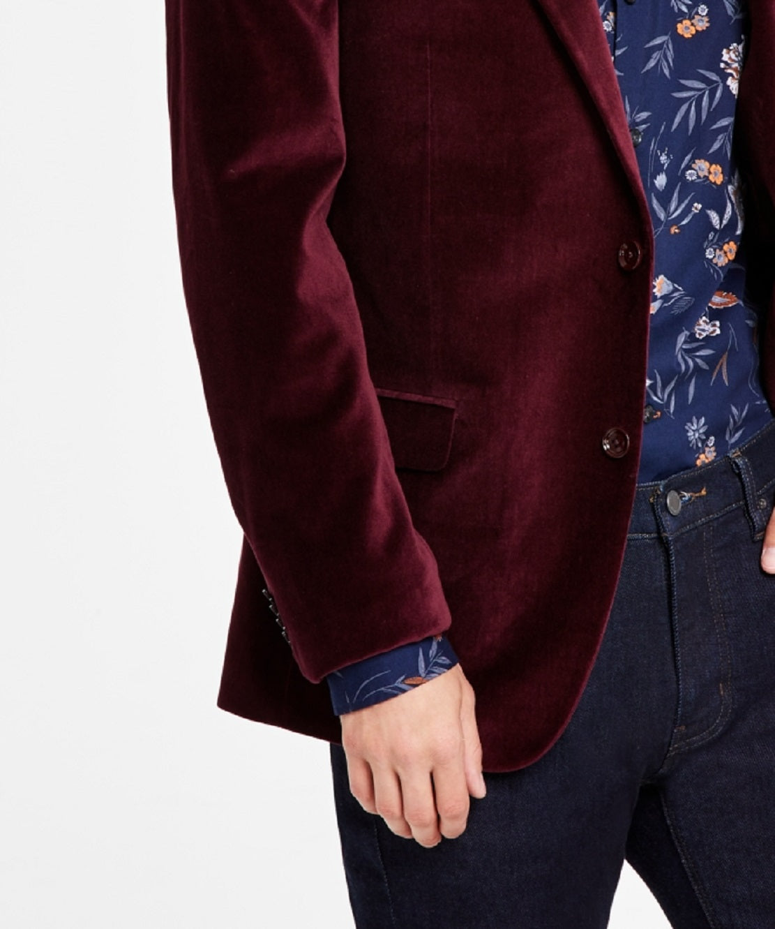 Blazer masculino Alfani Slim Fit de veludo liso, vermelho, tamanho 42