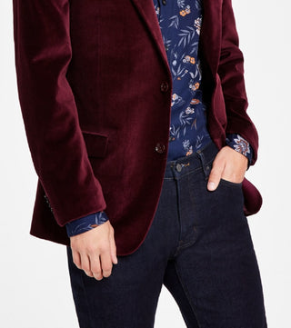 Blazer masculino Alfani Slim Fit de veludo liso, vermelho, tamanho 46