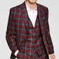 Bar III Slim Fit Masculino RPlaid Terno Jaqueta Vermelha Tamanho 42