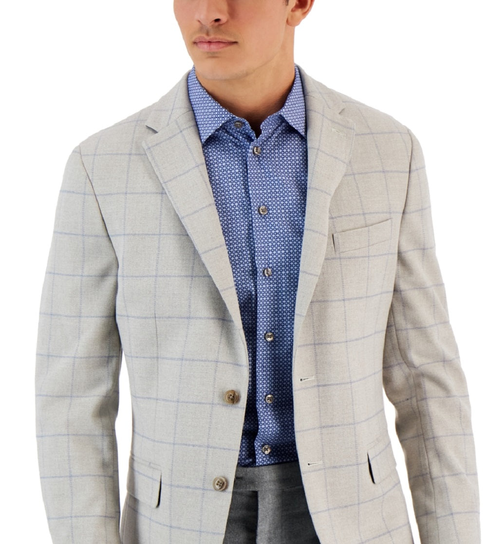 Tommy Hilfiger Blazer Modern Fit Windowpane Masculino Cinza Tamanho 42