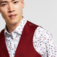 Colete masculino Bar III Slim Fit Vermelho Sólido Tamanho Grande