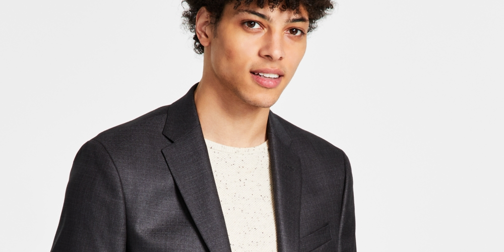 Jaqueta masculina Kenneth Cole Reaction Slim Fit, preta, tamanho 46