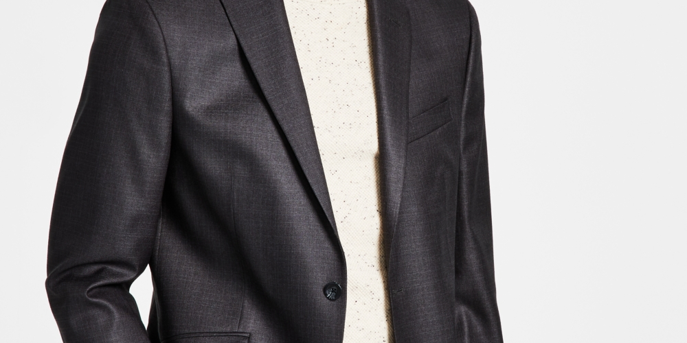 Jaqueta masculina Kenneth Cole Reaction Slim Fit, preta, tamanho 46