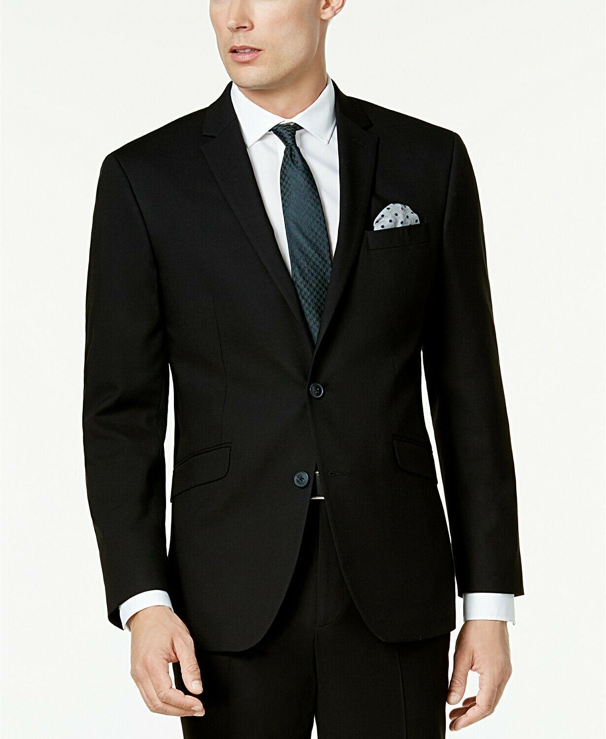Kenneth Cole Reaction Techni Cole Suit Separado Slim Fit Paletó Preto Tamanho 44