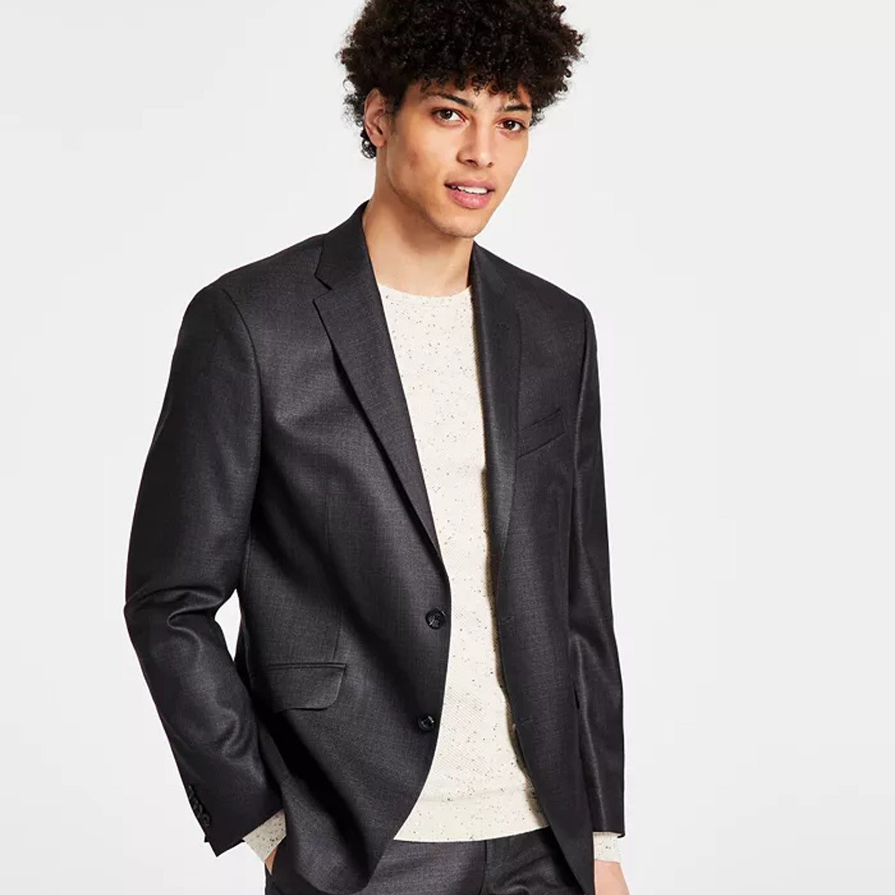 Jaqueta masculina Kenneth Cole Reaction Slim Fit, preta, tamanho 48