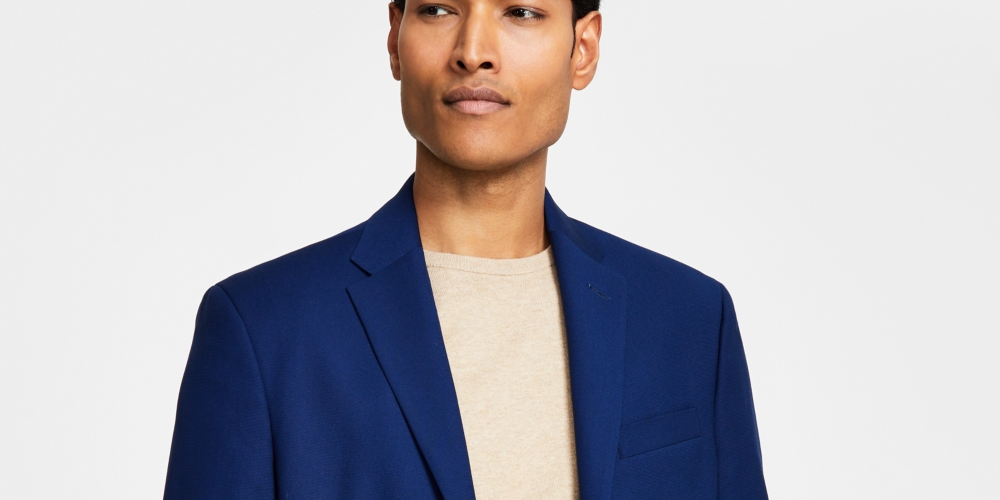 Jaqueta masculina Kenneth Cole Reaction Slim Fit azul tamanho 42