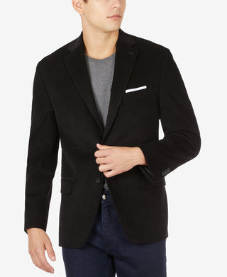 Blazer de veludo cotelê Michael Kors masculino, corte moderno, preto, tamanho 38