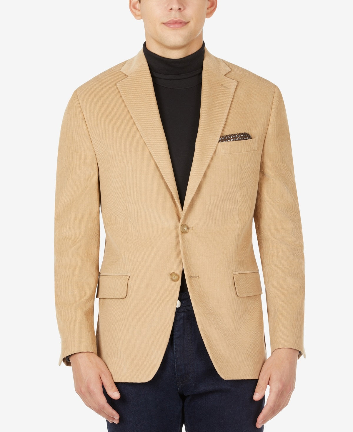 Blazer de veludo cotelê Michael Kors masculino, corte moderno, marrom, tamanho 40