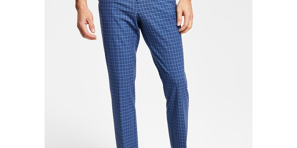 Calça Tommy Hilfiger Masculina Modern Fit Th Flex Stretch Check Performance Azul Tamanho 30X30