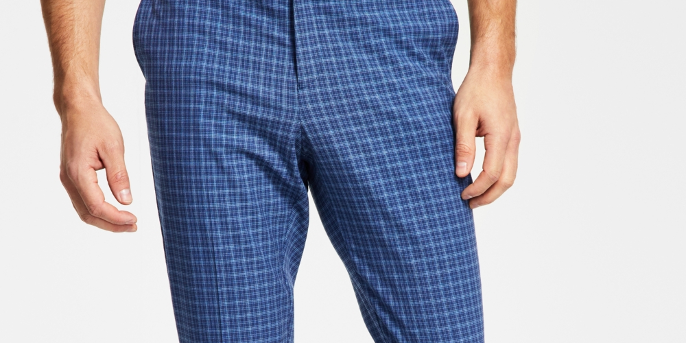 Calça Tommy Hilfiger Masculina Modern Fit Th Flex Stretch Check Performance Azul Tamanho 30X30
