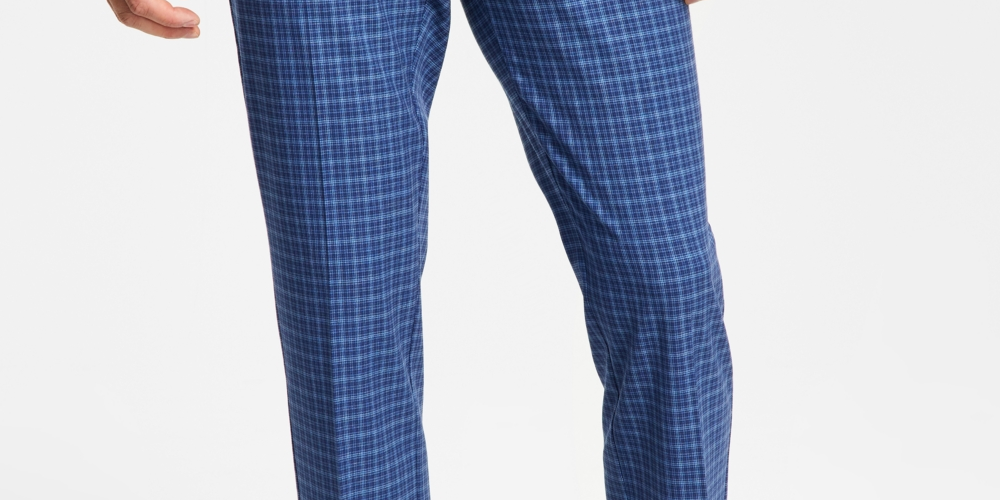Calça Tommy Hilfiger Masculina Modern Fit Th Flex Stretch Check Performance Azul Tamanho 30X30