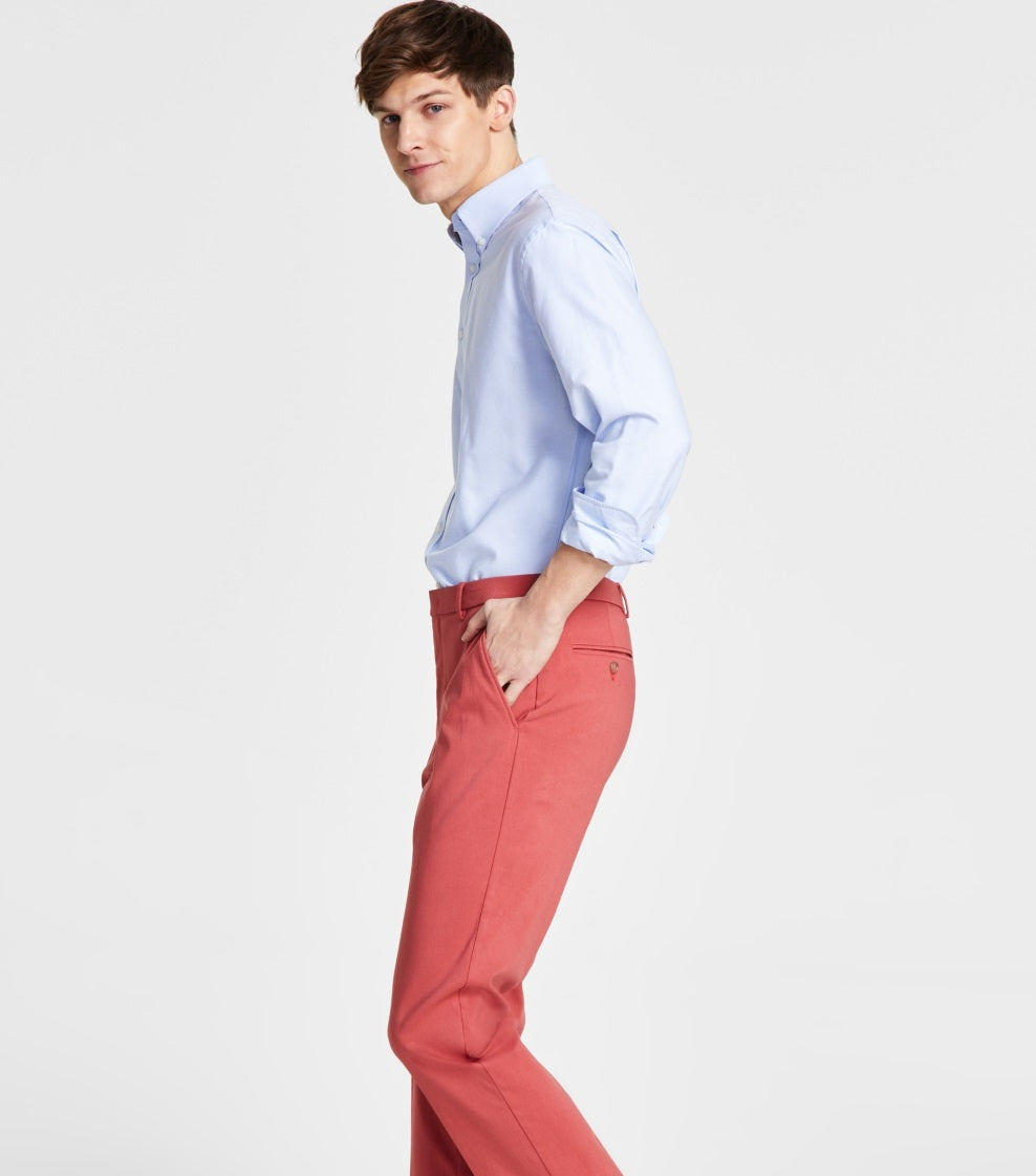 Calça Tommy Hilfiger Masculina Modern Fit Th Flex Stretch Comfort Vermelha Tamanho 36X30
