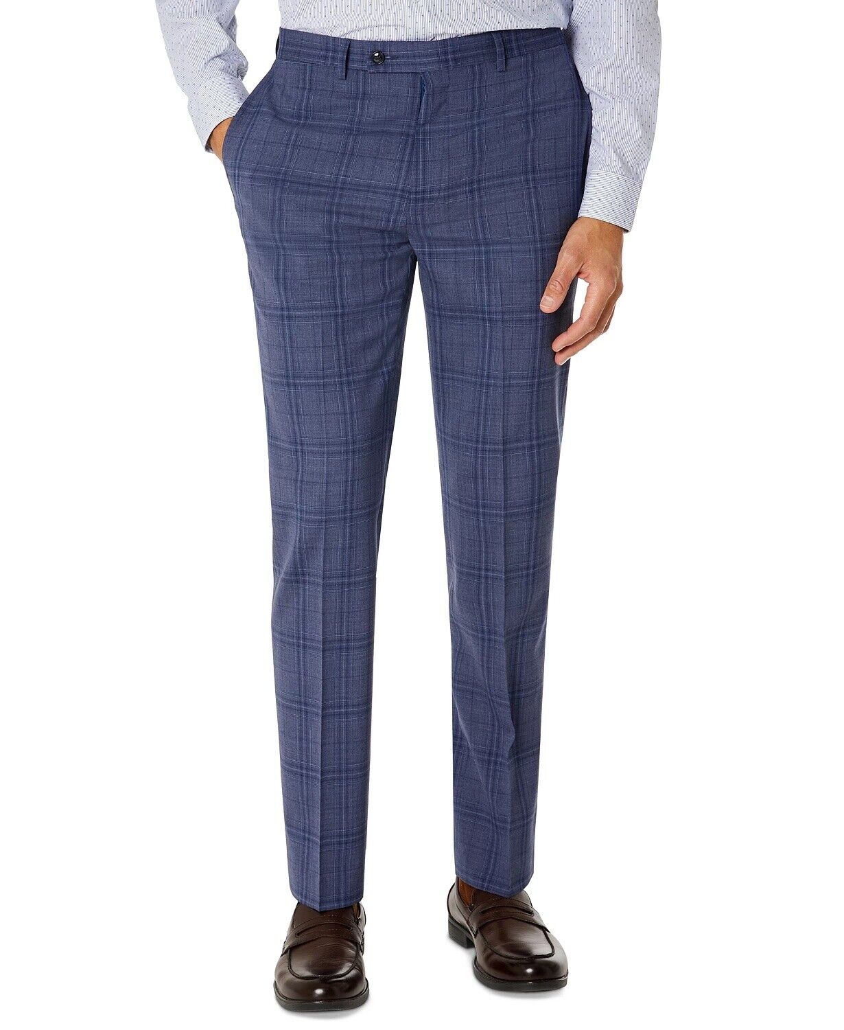 Calvin Klein Terno Masculino Slim Fit Xadrez Calça Separada Azul Tamanho 30X32