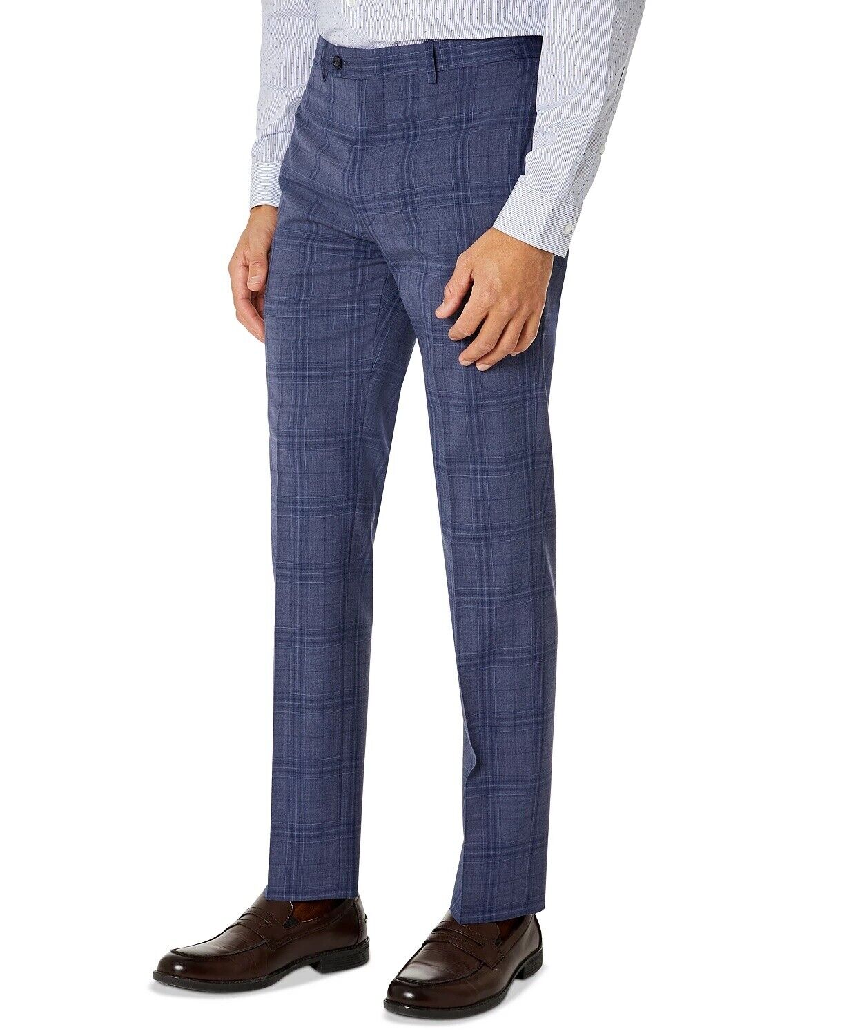 Calvin Klein Terno Masculino Slim Fit Xadrez Calça Separada Azul Tamanho 30X32