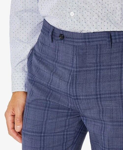 Calvin Klein Terno Masculino Slim Fit Xadrez Calça Separada Azul Tamanho 30X32