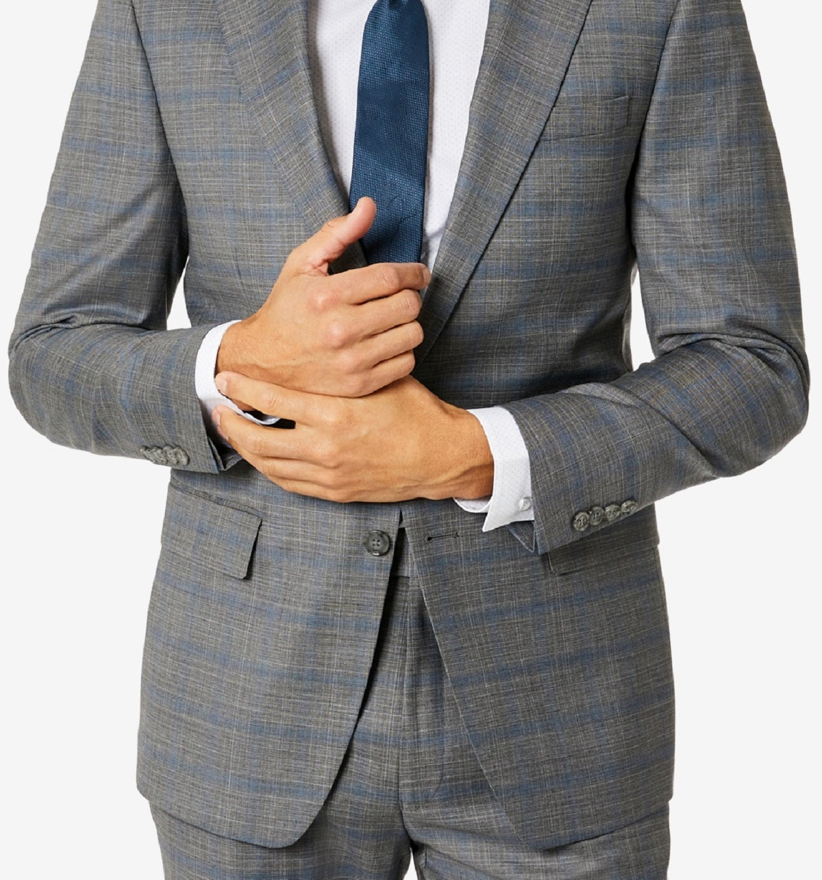 Terno xadrez slim fit masculino Calvin Klein, jaqueta separada, cinza, tamanho 38