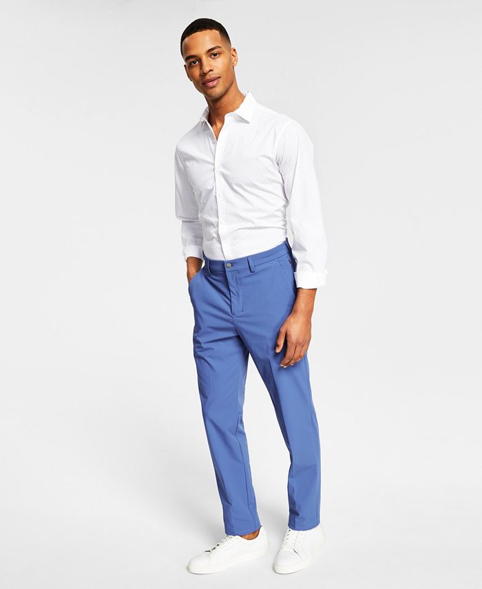 Calça Calvin Klein Masculina Slim Fit Tech Solid Performance Azul Tamanho 34X34