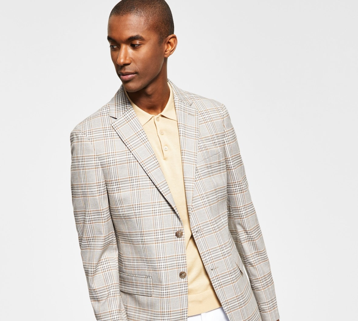 Tommy Hilfiger Blazer xadrez masculino moderno bege tamanho 42