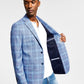 Tommy Hilfiger Blazer xadrez azul masculino Modern Fit, tamanho 42