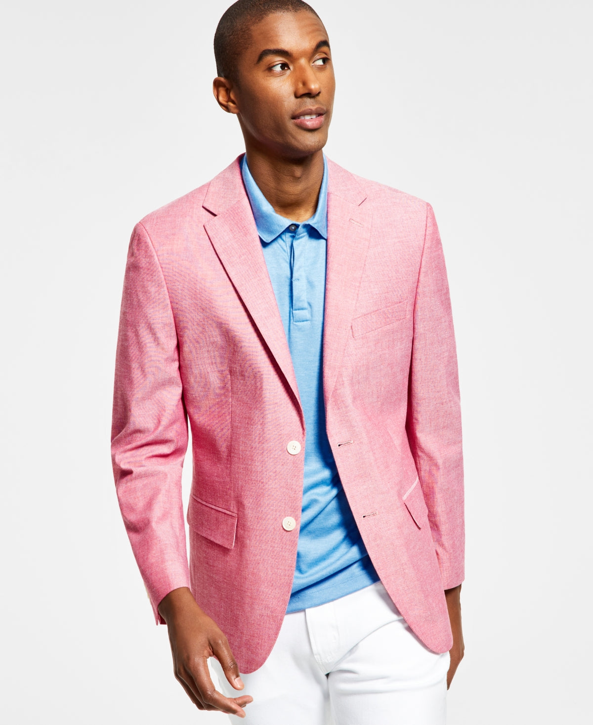 Tommy Hilfiger Blazer Masculino Listrado Abstrato Moderno Chambray Vermelho Tamanho 38