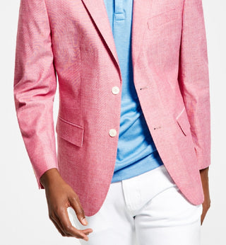 Tommy Hilfiger Blazer Masculino Listrado Abstrato Moderno Chambray Vermelho Tamanho 38