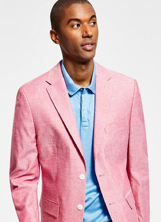 Tommy Hilfiger Blazer Masculino Listrado Abstrato Moderno Chambray Vermelho Tamanho 42